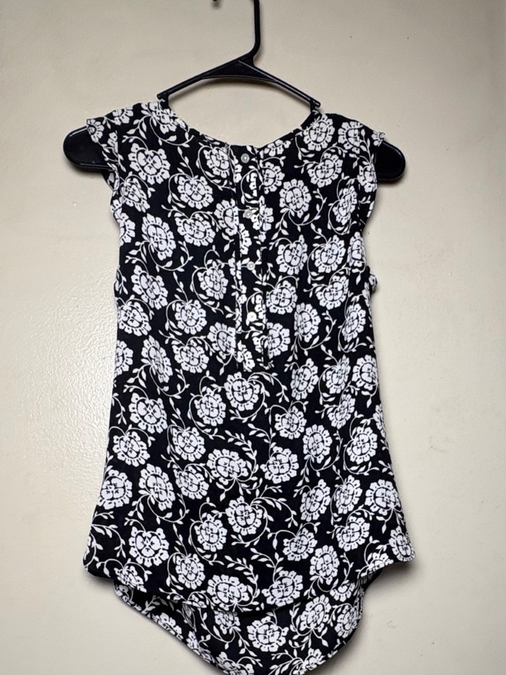 LOFT Blouse Floral Black White XS